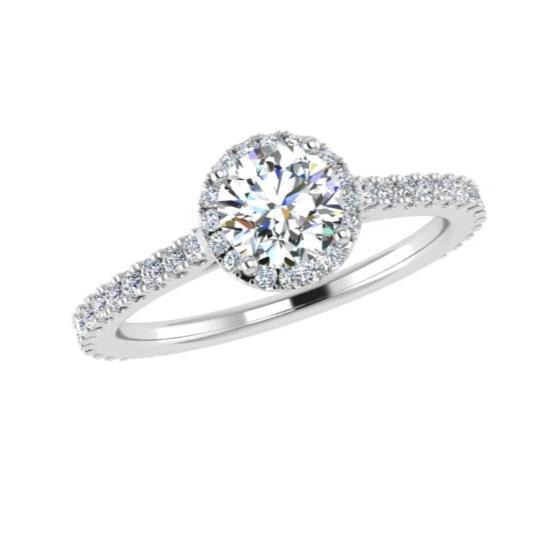 Round Diamond Single Halo Engagement Ring - Thenetjeweler