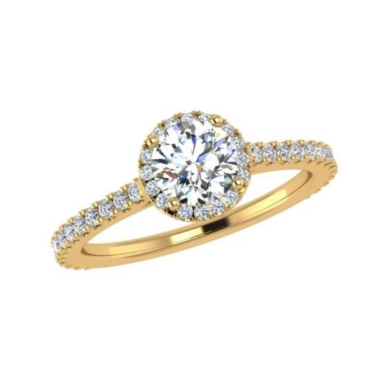 Round Diamond Single Halo Engagement Ring - Thenetjeweler