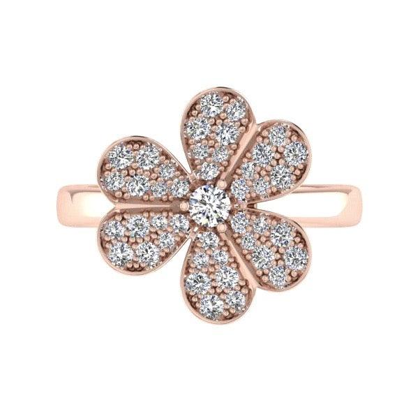 Flower Pave Diamond Ring 18K Gold (.65 ct. tw) - Thenetjeweler