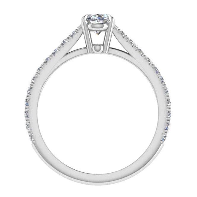 Oval Diamond Engagement Ring with Side Stones 18K Gold (0.18 ct. tw) - Thenetjeweler