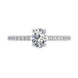 Oval Diamond Engagement Ring with Side Stones 18K Gold (0.18 ct. tw) - Thenetjeweler