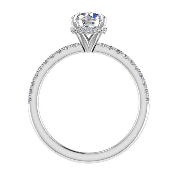 Round Diamond Engagement Ring with Side Stones 18K Gold 0.20 ct. tw - Thenetjeweler