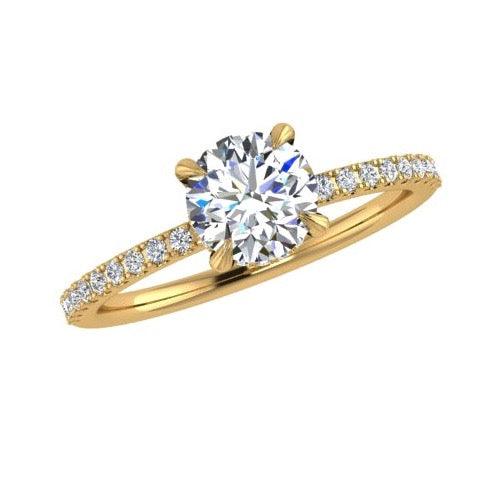 Round Diamond Engagement Ring with Side Stones 18K Gold 0.20 ct. tw - Thenetjeweler
