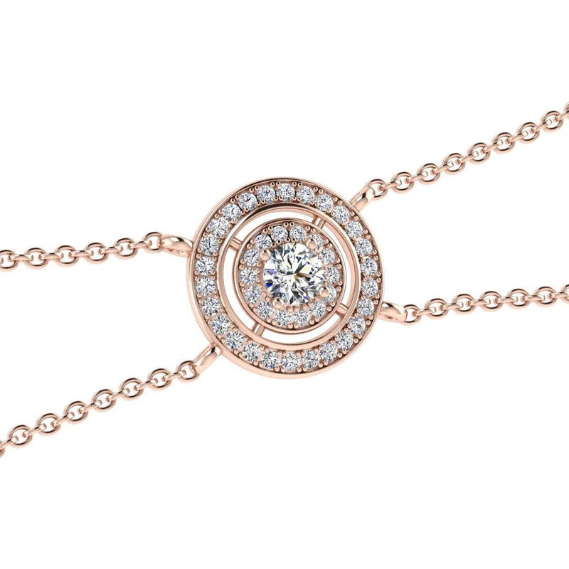 Round Diamond Double Halo Pendant Bracelet 18K Gold (0.48 ct. tw) - Thenetjeweler