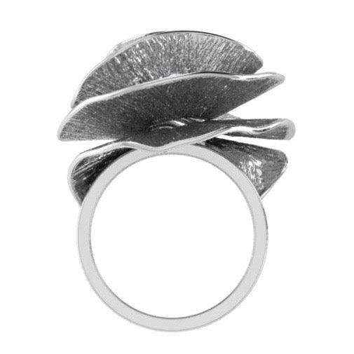 Rose Shaped Diamond Ring 18K White Gold - Thenetjeweler