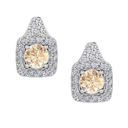 Cushion Shape Halo Diamond Stud Earrings 18K Gold - Thenetjeweler