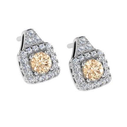 Cushion Shape Halo Diamond Stud Earrings 18K Gold - Thenetjeweler
