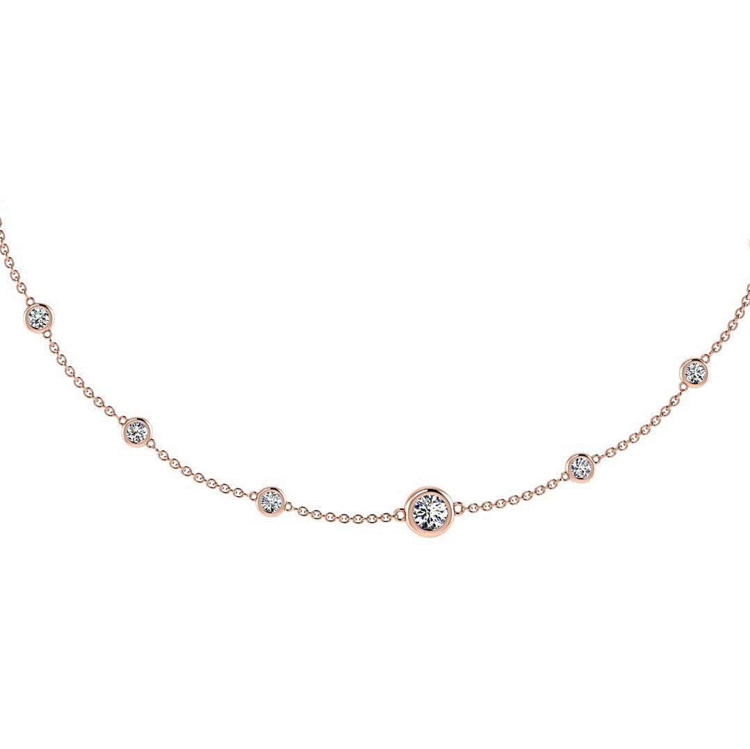 Bezel Diamond Necklace Gold 18K 0.60ctd - Thenetjeweler