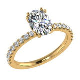 Oval Diamond Side Stone Engagement Ring 18K Gold (0.26 ct. tw) - Thenetjeweler