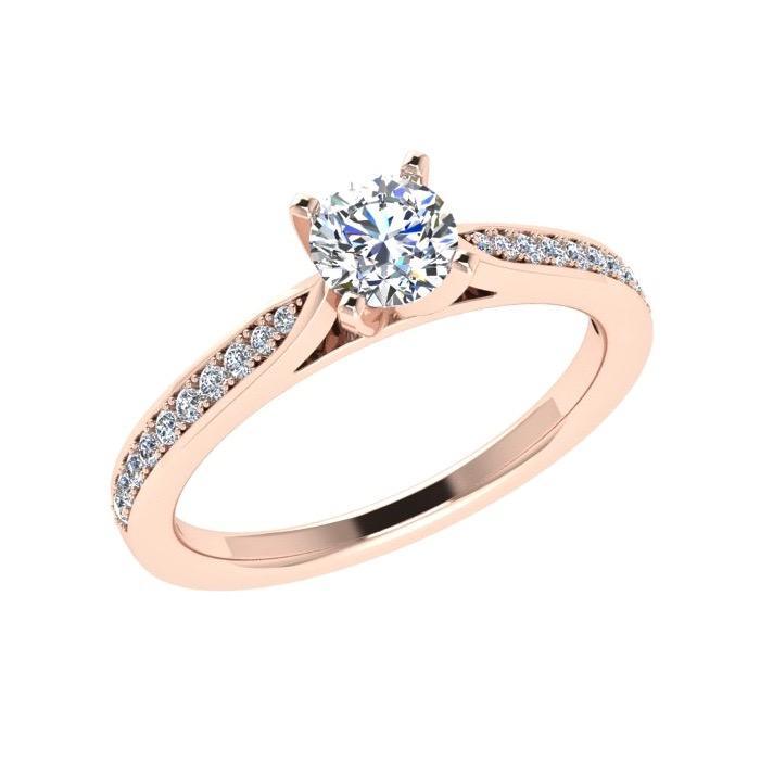 Round Diamond Engagement Ring with Side Stones (0.12 ct. tw) - Thenetjeweler