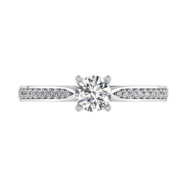 Round Diamond Engagement Ring with Side Stones (0.12 ct. tw) - Thenetjeweler