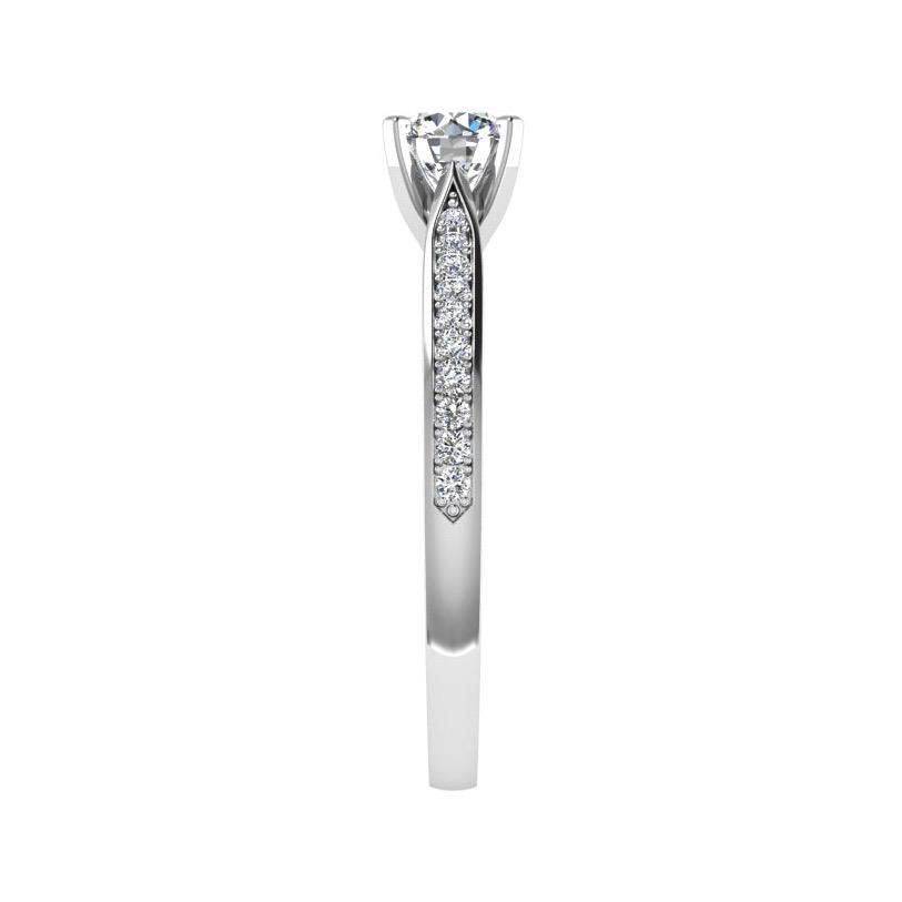 Round Diamond Engagement Ring with Side Stones (0.12 ct. tw) - Thenetjeweler