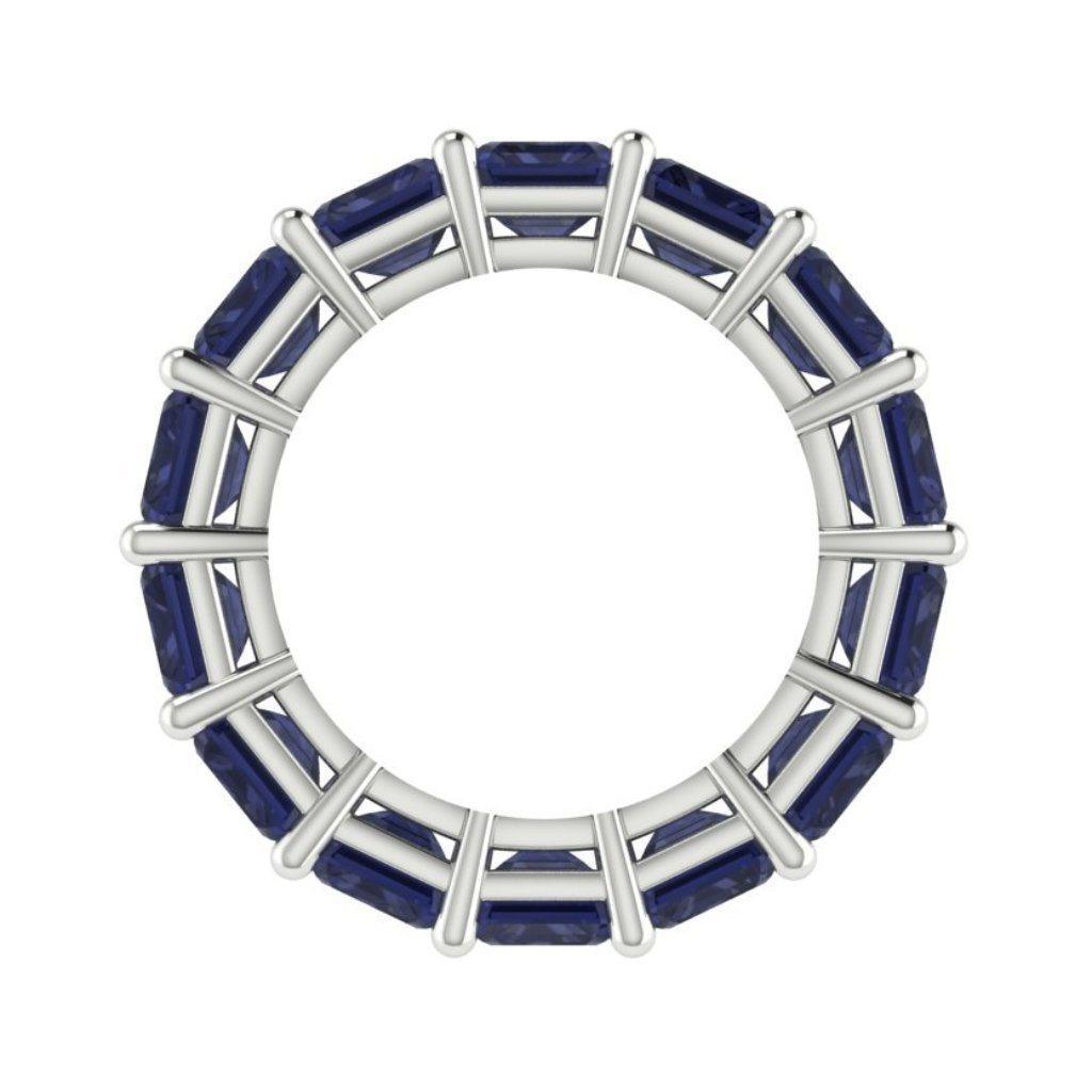Blue Sapphire Eternity Ring Band 14K White Gold - Thenetjeweler