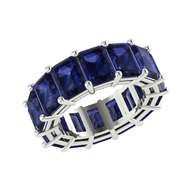 Blue Sapphire Eternity Ring Band 14K White Gold - Thenetjeweler