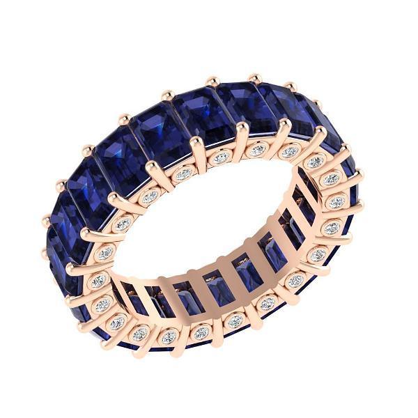 Blue Sapphire and Diamonds Eternity Anniversary Wedding Stackable Band 18k Gold - Thenetjeweler