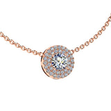 Diamond Halo Necklace Yellow Gold - Thenetjeweler