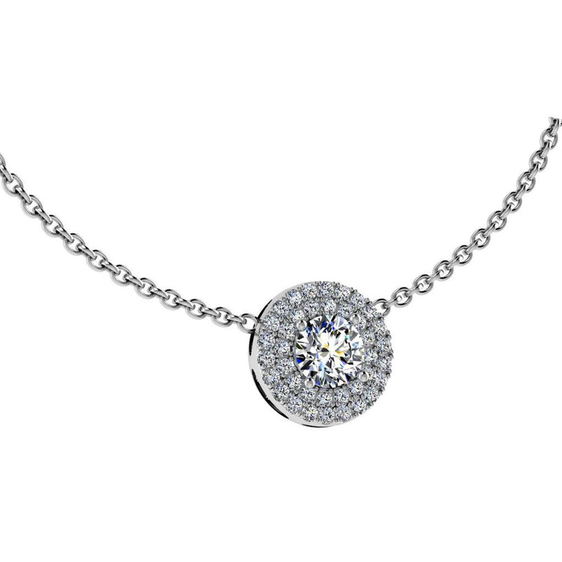 Diamond Halo Necklace Yellow Gold - Thenetjeweler