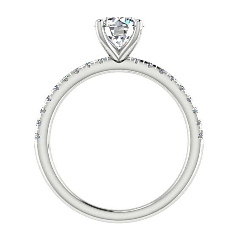 Diamond Side stone Engagement Ring 18K White Gold 0.20c - Thenetjeweler