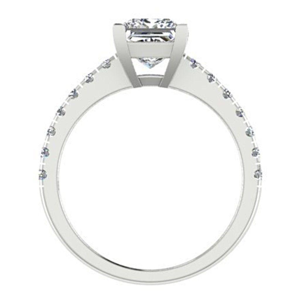 Princess Diamond Engagement Ring with Side Stones 18K Gold - Thenetjeweler