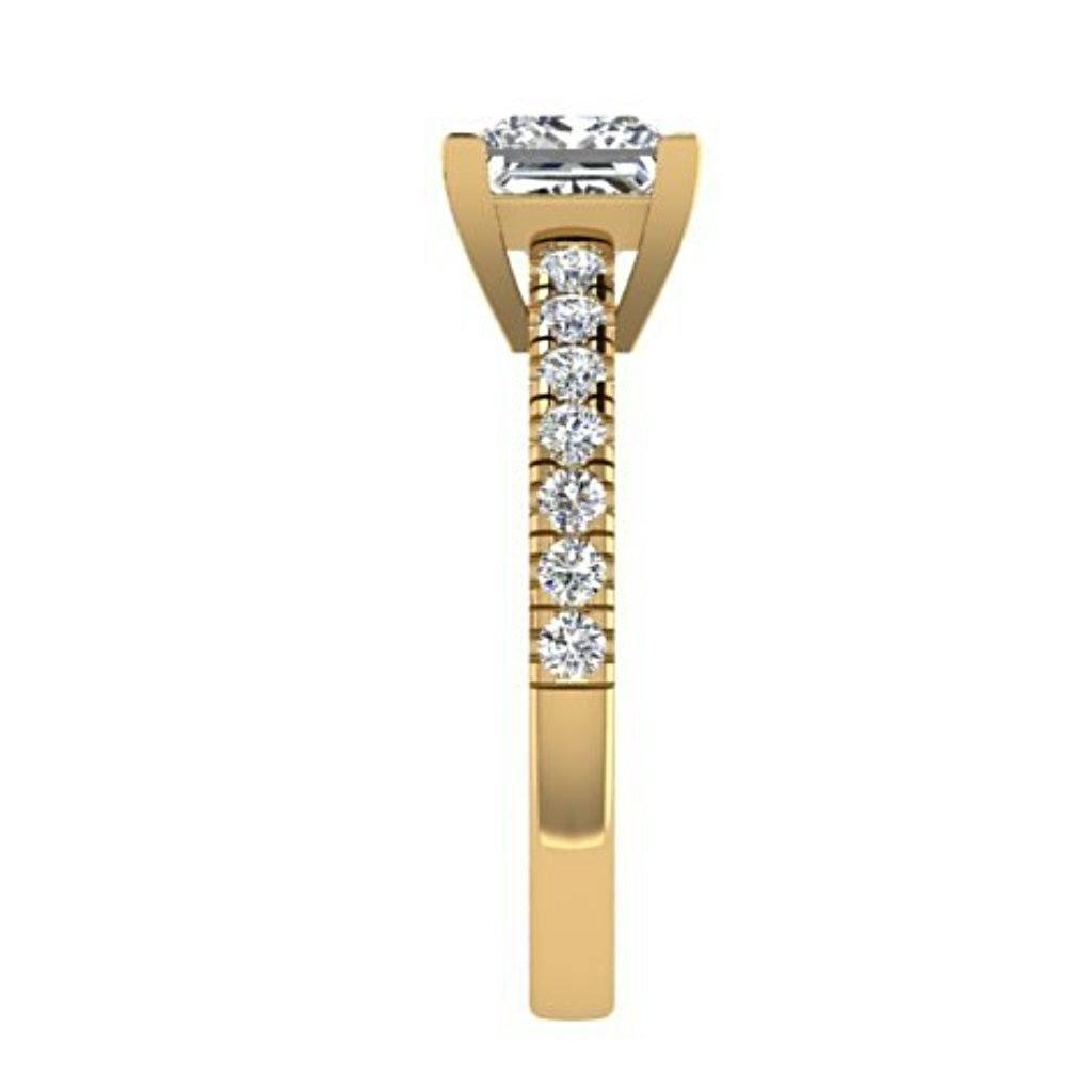 Princess Diamond Engagement Ring with Side Stones 18K Gold - Thenetjeweler