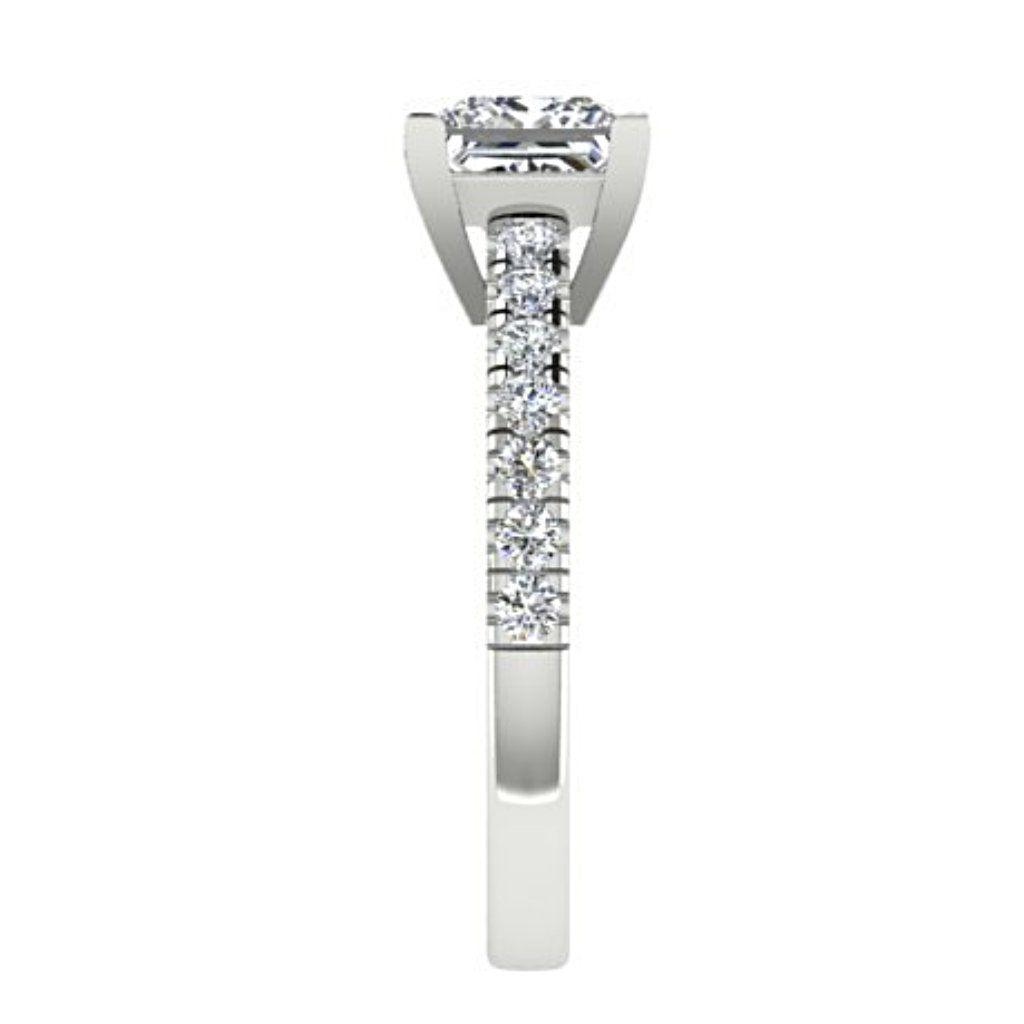 Princess Diamond Engagement Ring with Side Stones 18K Gold - Thenetjeweler