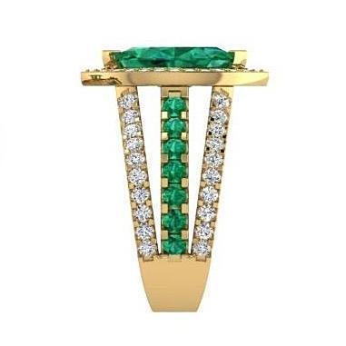 Marquise Diamond and Emerald Ring 18K Yellow Gold - Thenetjeweler
