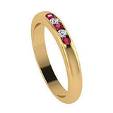 Ruby and Diamond Ring 14K Yellow Gold Band - Thenetjeweler