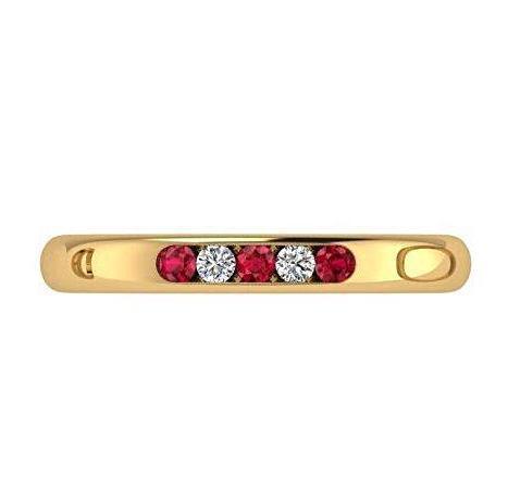 Ruby and Diamond Ring 14K Yellow Gold Band - Thenetjeweler