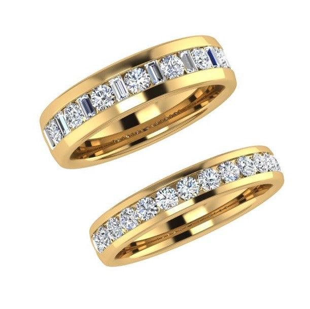 Matching Diamond Wedding Bands 18k White Gold - Thenetjeweler