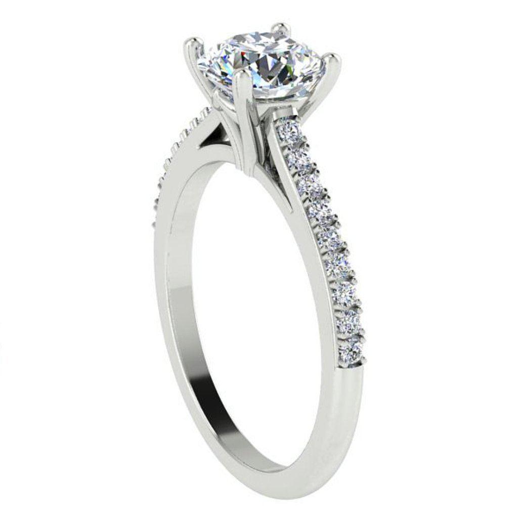 Diamond Engagement Ring Side Stones 18K White Gold - Thenetjeweler