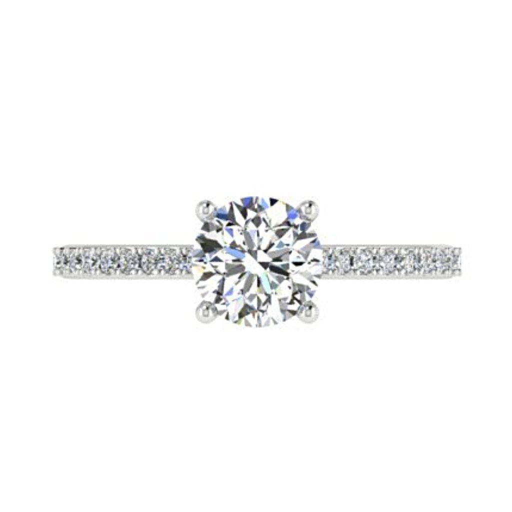 Diamond Engagement Ring Side Stones 18K White Gold - Thenetjeweler