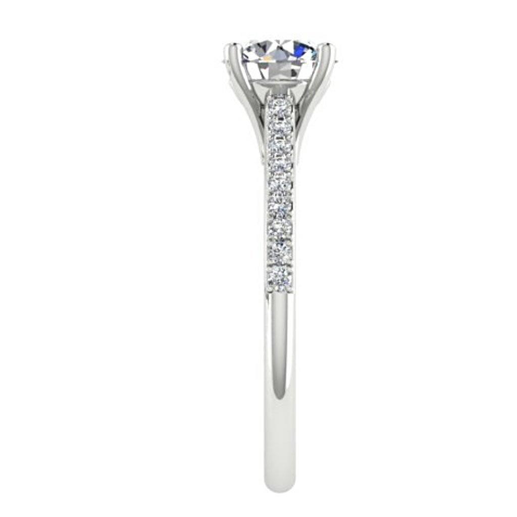 Diamond Engagement Ring Side Stones 18K White Gold - Thenetjeweler