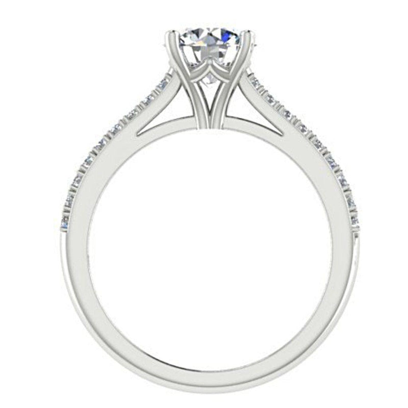 Diamond Engagement Ring Side Stones 18K White Gold - Thenetjeweler