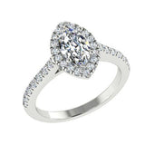 Marquise Diamond Halo Engagement Ring with Sides Stones 18K White Gold Setting - Thenetjeweler