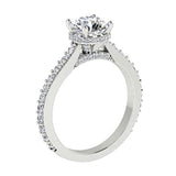 Round Diamond Engagement Ring with Side Stones 18K White Gold - Thenetjeweler