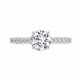 Round Diamond Engagement Ring with Side Stones 18K White Gold - Thenetjeweler