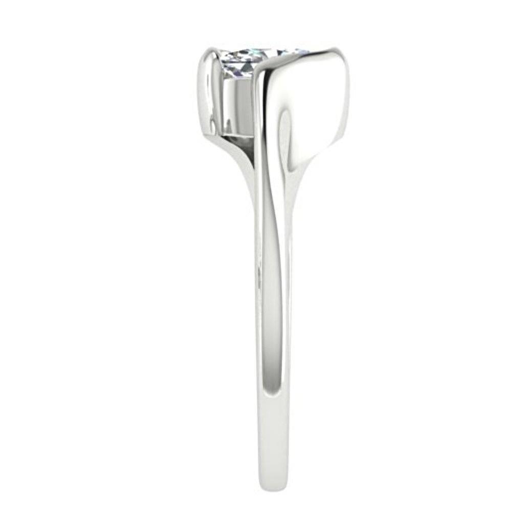 Oval Diamond Twist Band Ring 14K White Gold Setting - Thenetjeweler