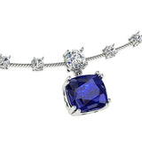 Diamond Necklace with Sapphire Gemstone 18K White Gold - Thenetjeweler