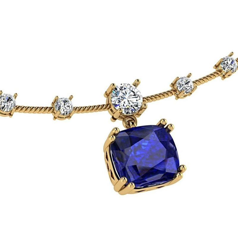 Diamond Necklace with Sapphire Gemstone 18K White Gold - Thenetjeweler