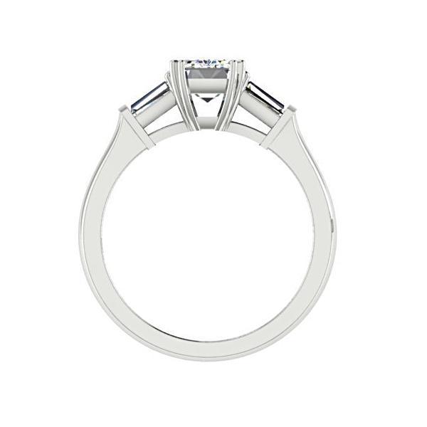 Three Stone Emerald Cut Diamond Engagement Ring 14K White Gold - Thenetjeweler