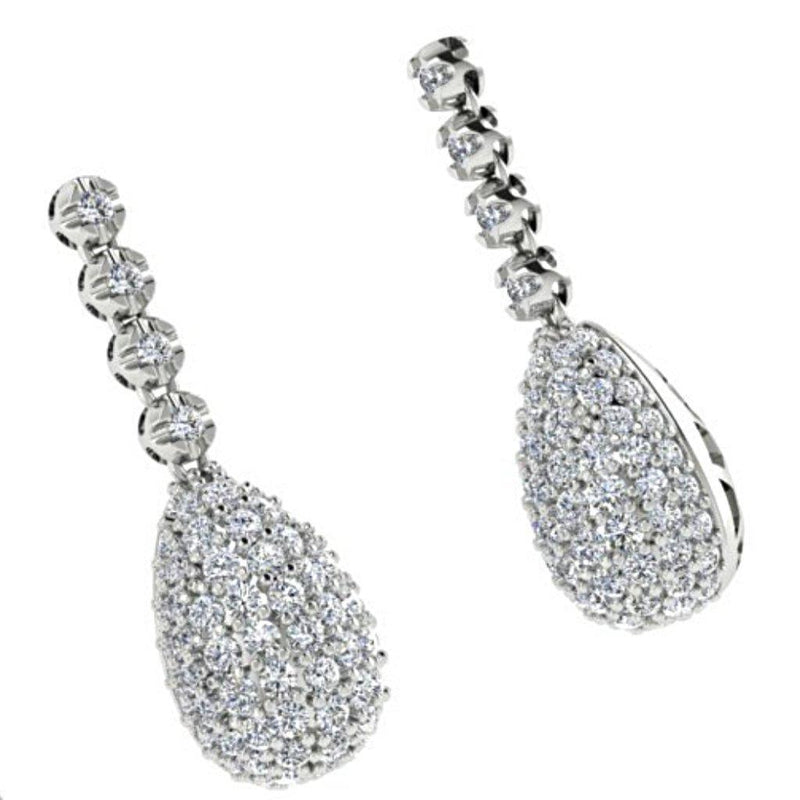 Diamond Teardrop Stud Earrings 14K White Gold - Thenetjeweler