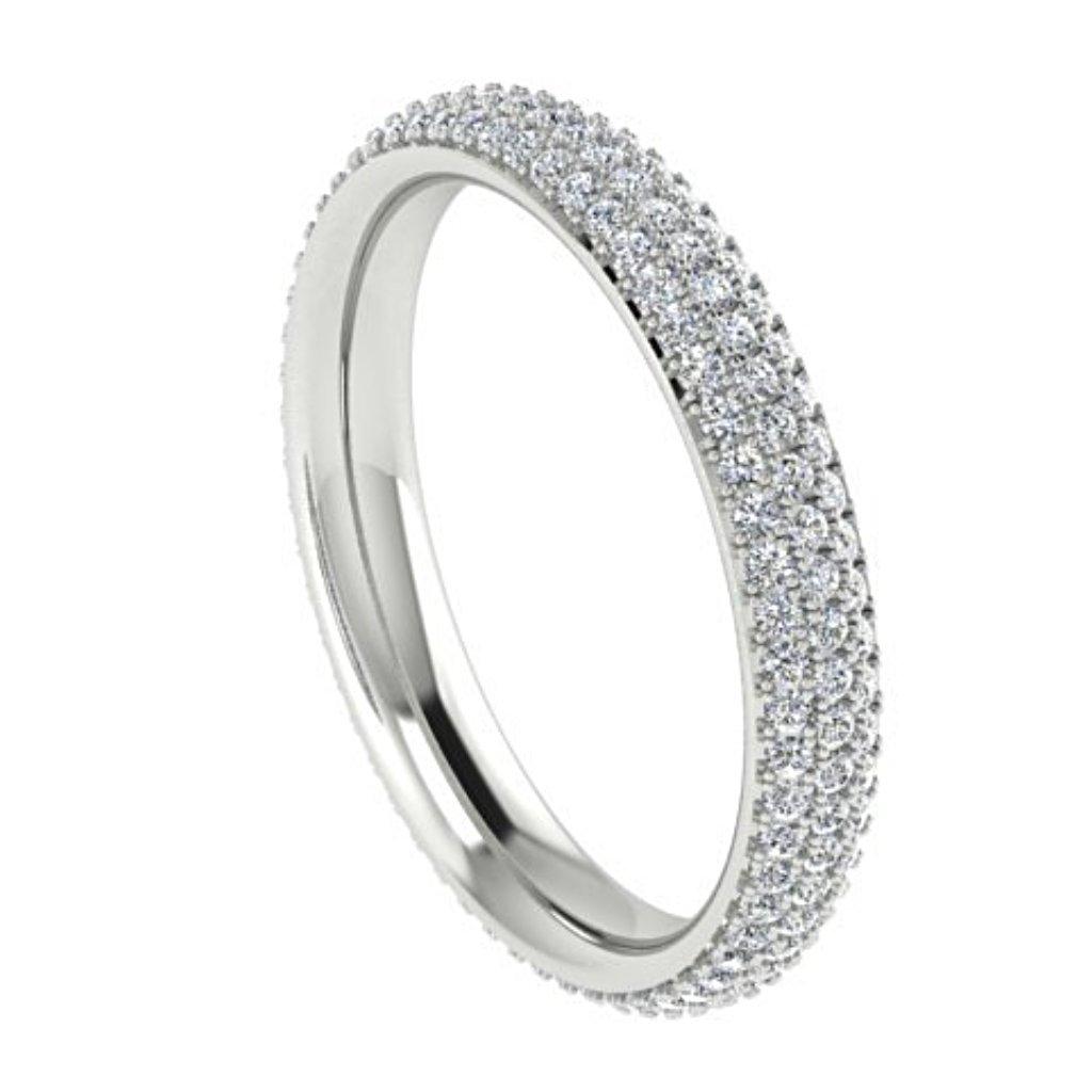 Three Row Diamond Eternity Ring 18K White Gold - Thenetjeweler