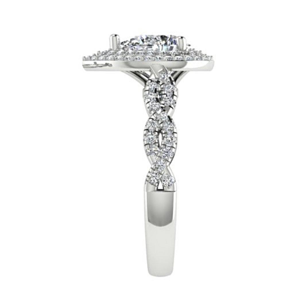 Pear Diamond Double Halo Engagement Ring 18K White Gold - Thenetjeweler