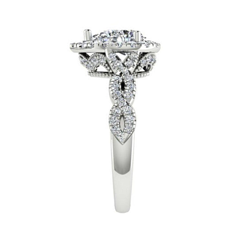 Pear Diamond Halo Engagement Ring 18K White Gold - Thenetjeweler