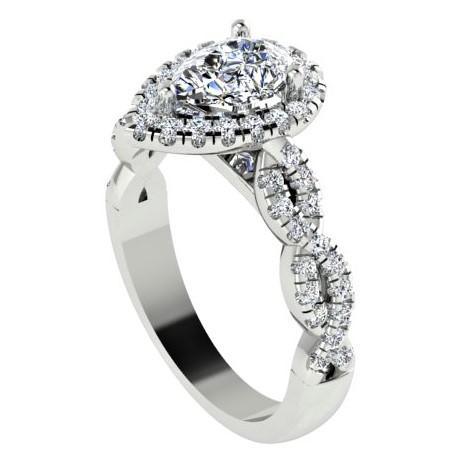Pear diamond engagement ring with halo 0.55 ct.tw - Thenetjeweler