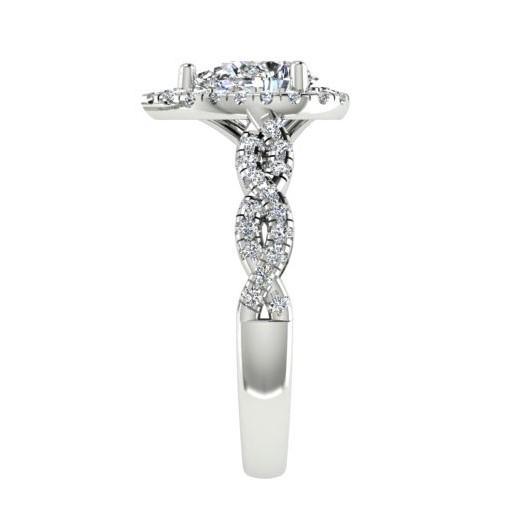 Pear diamond engagement ring with halo 0.55 ct.tw - Thenetjeweler