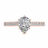 Pear Diamond Engagement Ring with Side Stones 18K Gold - Thenetjeweler