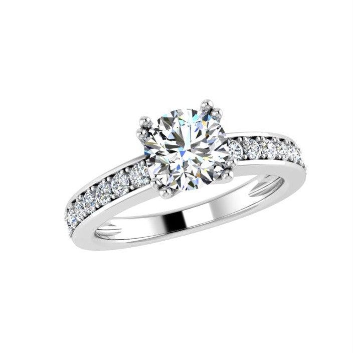 Round Diamond Engagement Ring 18K White Gold 0.36CT TDW - Thenetjeweler
