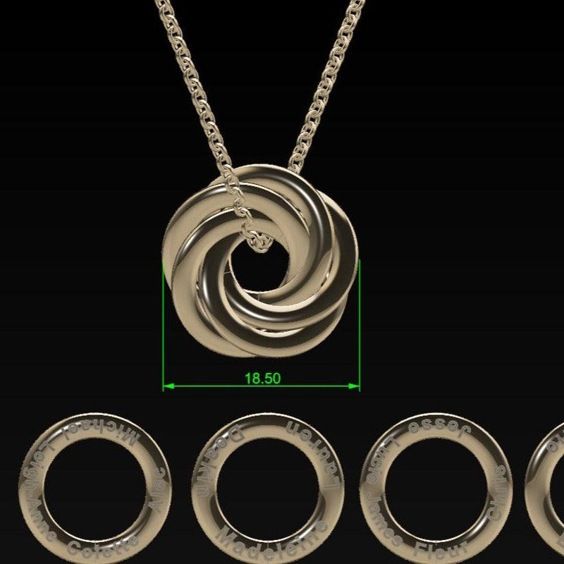 Personalized 5 Interlocking Rings Necklace - Thenetjeweler