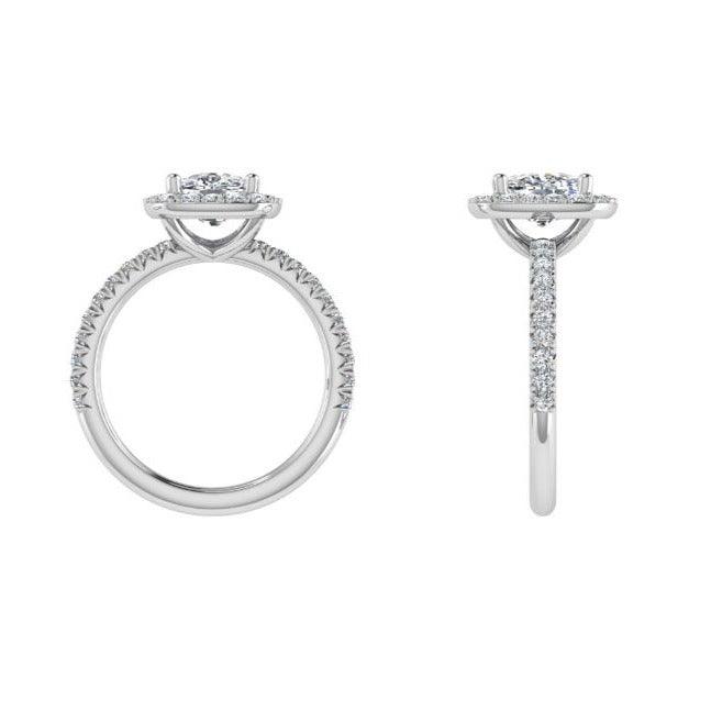 Diamond Cushion Halo Engagement Ring - Thenetjeweler